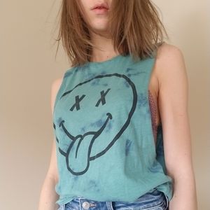 Green Trippy Smiley Face shirt